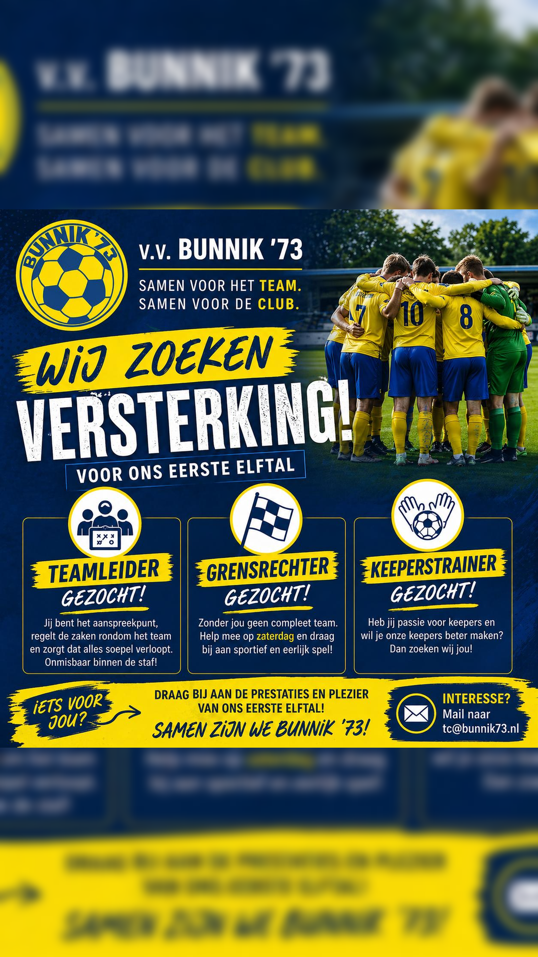 Bunnik'73 zoekt versterking!